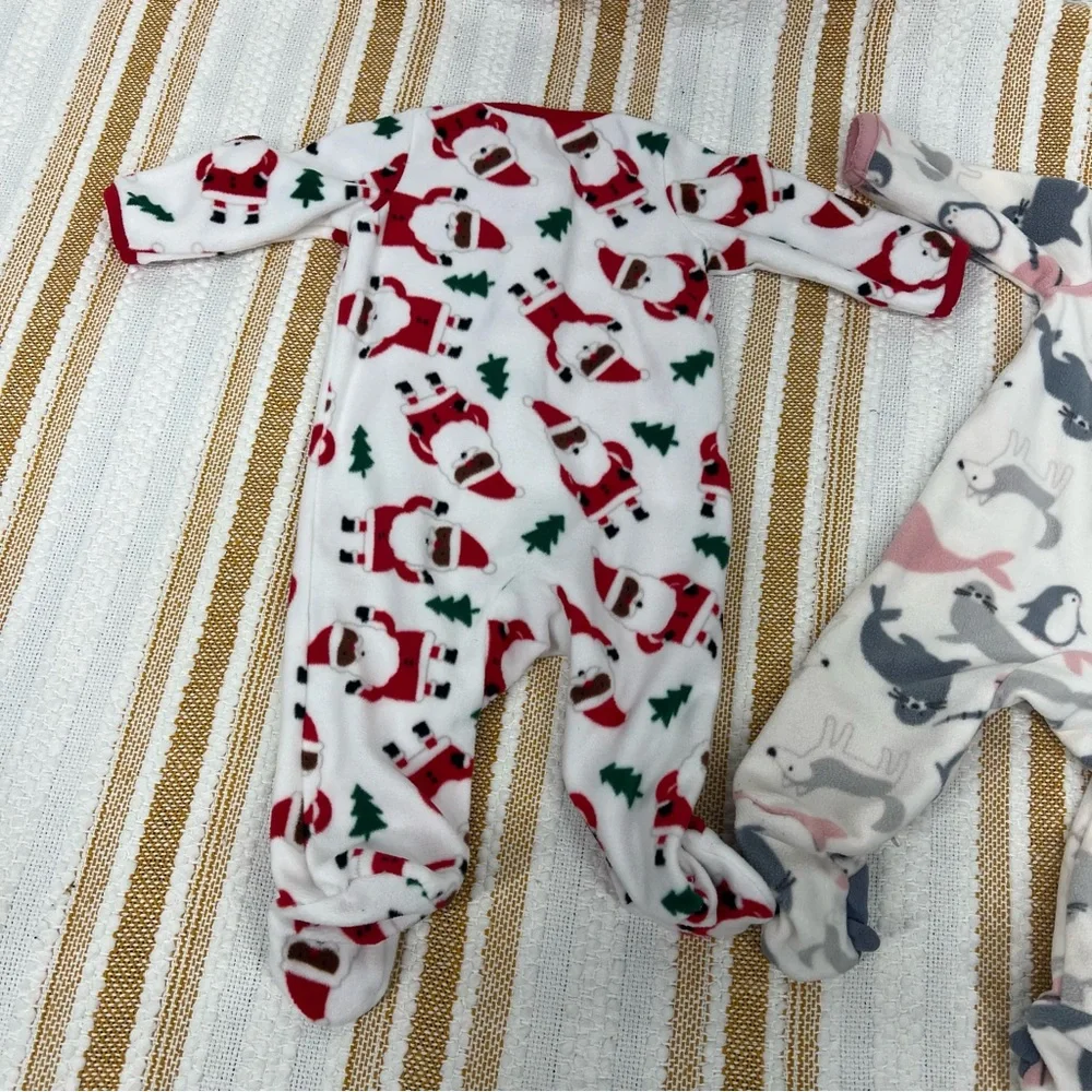 Carter's Pajamas Fleece My First Christmas and Baby‎ Girls' Penguin Pajamas 3M
